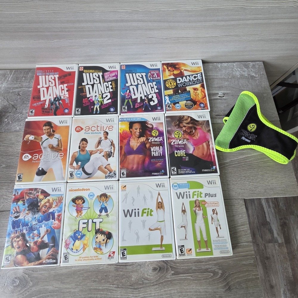 12 Nintendo Wii Game Lot Bundle Just Dance 1 2 3 Workout Zumba Cardio Wipeout - Picture 2 of 16